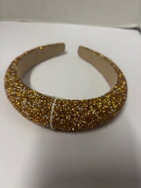 Gold Crystal Pearl Padded Headband